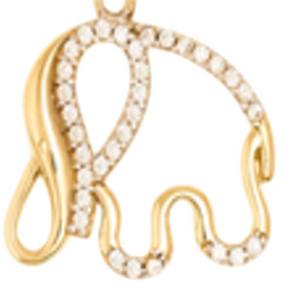14K Yellow Gold Cubic Zirconia Elephant Pendant
