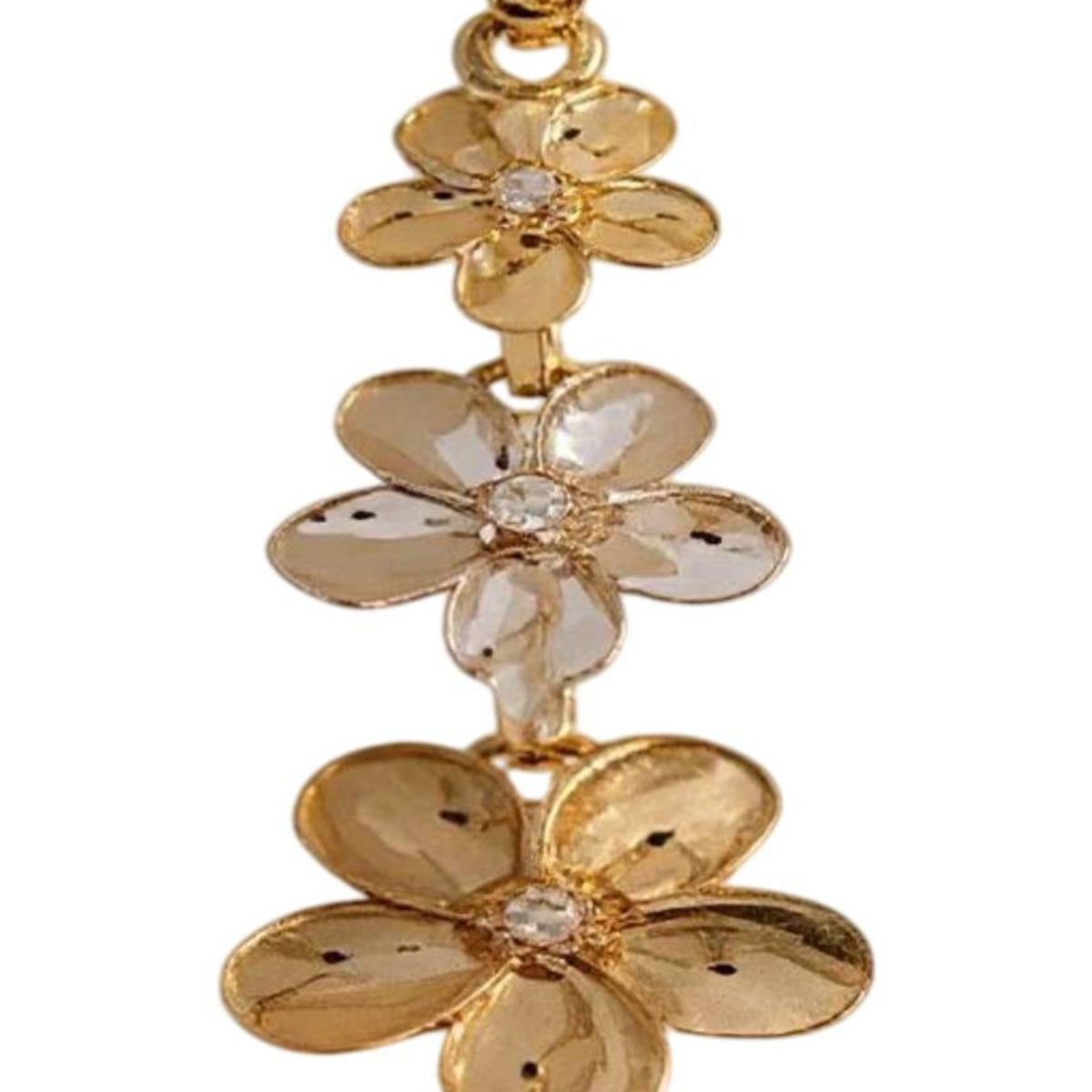 14K Tri-Color Gold White Cubic Zirconia Hawai Flower Pendant