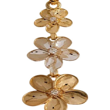 Tri-Color Gold White Cubic Zirconia Hawai Flower Pendant in 14K Gold