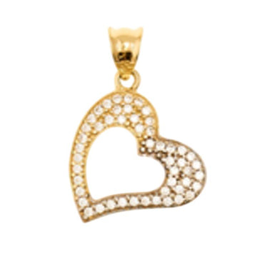 Cubic Zirconia Heart Pendant in 14K Yellow Gold