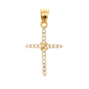 Cubic Zirconia Cross Pendant in 14K Yellow Gold