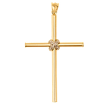 Cubic Zirconia Cross Pendant in 14K Yellow Gold