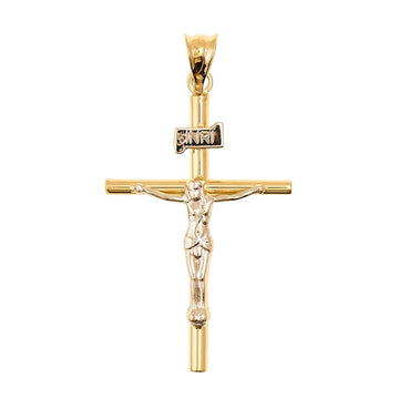 Two-Tone Crucifix Pendant in 14K Gold