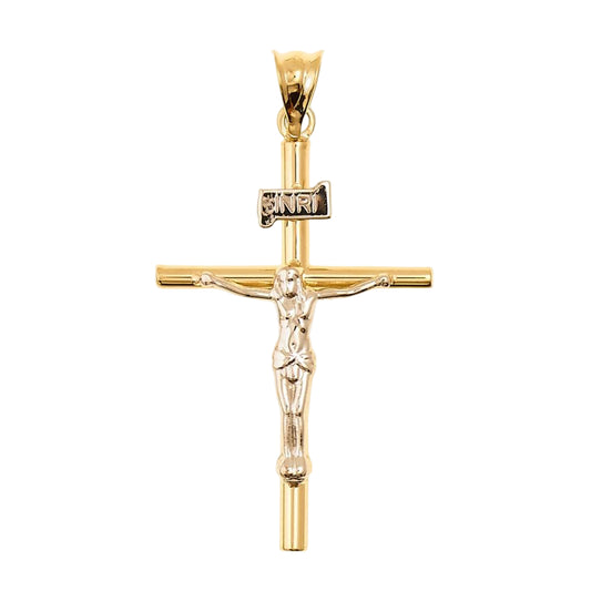 14K Two-Tone Gold Crucifix Pendant
