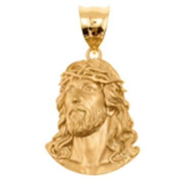 Christ Head Pendant in 14K Yellow Gold