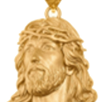 Christ Head Pendant in 14K Yellow Gold