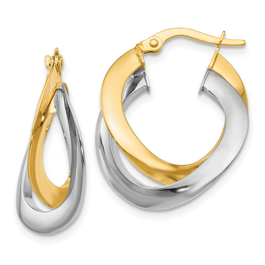 14K Two-Tone Gold Leslie's Women's 10mm Twisted Double Hoop Earrings