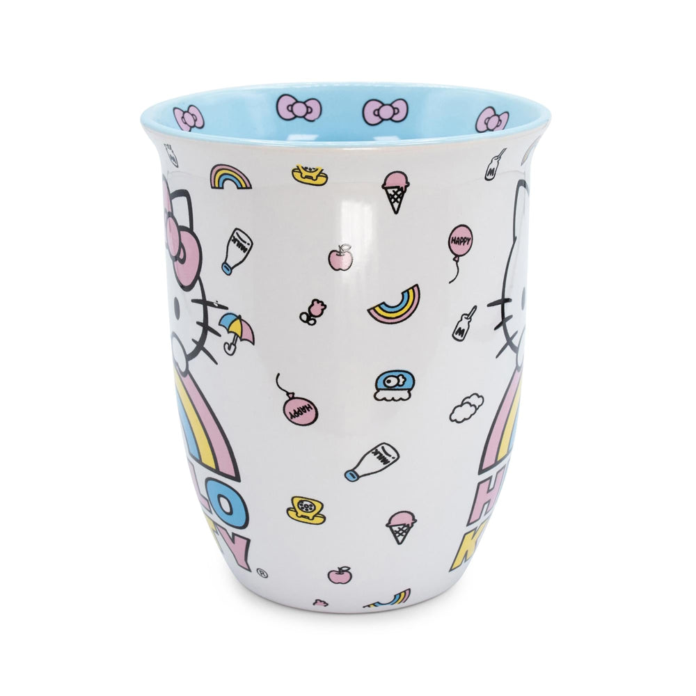 Sanrio Hello Kitty 14 oz Pastel Rainbow Wide Rim Ceramic Mug - Multicolor