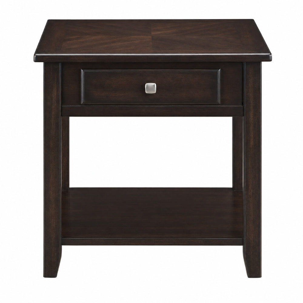 Bradford 22" Square End Table with Drawer by Coaster - Brown