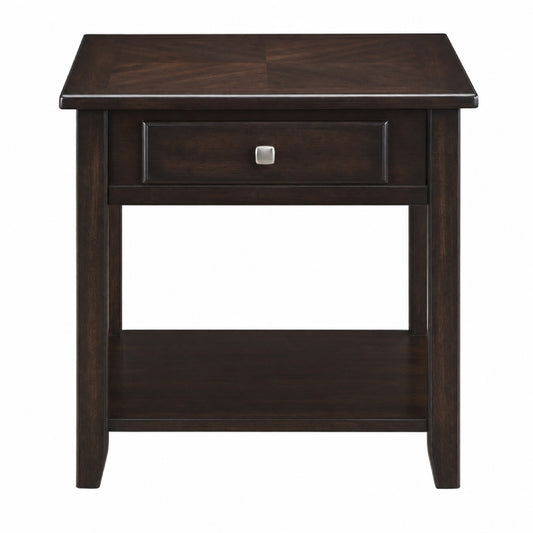 Bradford 22" Square End Table with Drawer by Coaster - Brown