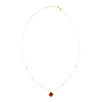 Gold Red Clover Necklace in 14K Yellow Gold