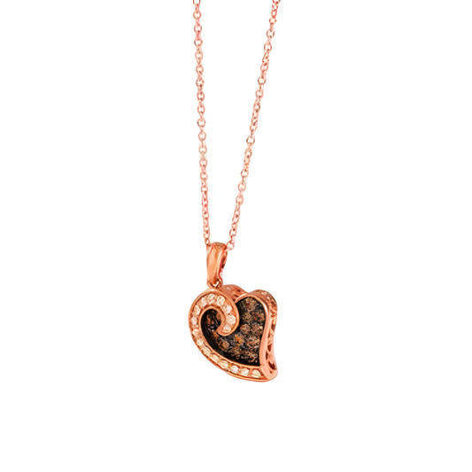 Le Vian Chocolatier 0.2 ct. Chocolate Diamonds and 0.1 ct. Vanilla Diamonds Pendant Necklace in 14K Strawberry Gold