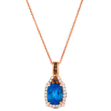 Le Vian Chocolatier 1.2 ct. Blueberry Tanzanite, 0.1 ct. Chocolate Diamonds and 0.12 ct. Vanilla Diamonds Pendant Necklace in 14K Strawberry Gold