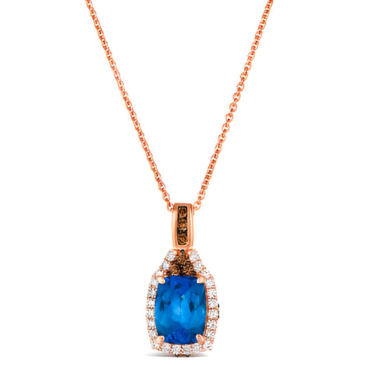 Le Vian Chocolatier 1.2 ct. Blueberry Tanzanite, 0.1 ct. Chocolate Diamonds and 0.12 ct. Vanilla Diamonds Pendant Necklace in 14K Strawberry Gold
