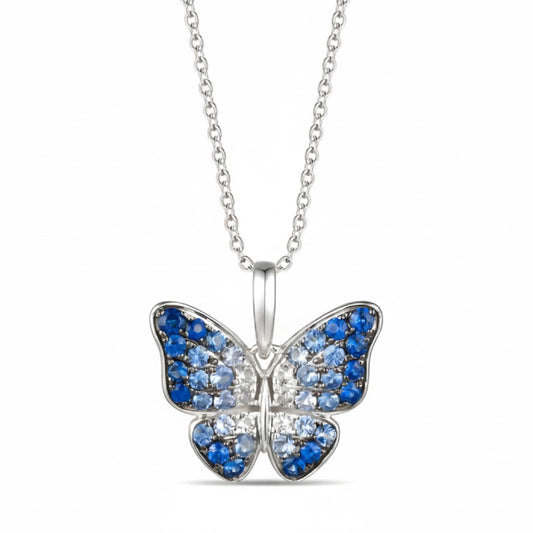 Le Vian Ombre 0.87 ct. Denim Ombre Sapphire and 0.12 ct. Vanilla Sapphire Pendant Necklace in 14K Vanilla Gold