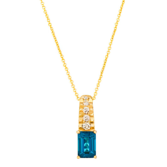 Le Vian 1 ct. Deep Sea Blue Topaz and 0.13 ct. Nude Diamonds Pendant Necklace in 14K Honey Gold