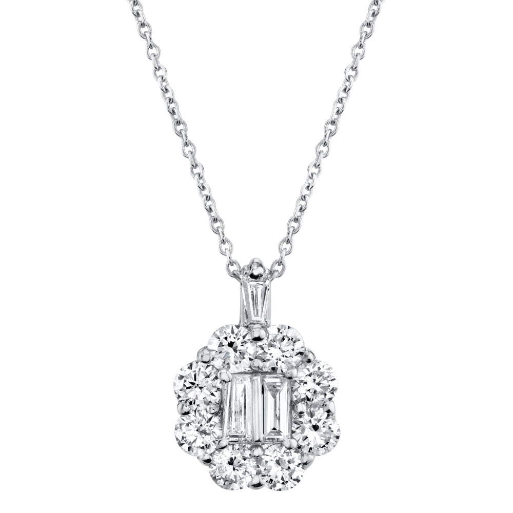 Shy Creation Glittara Women's 0.66 ct. Diamond Baguette Necklace in 14K White Gold