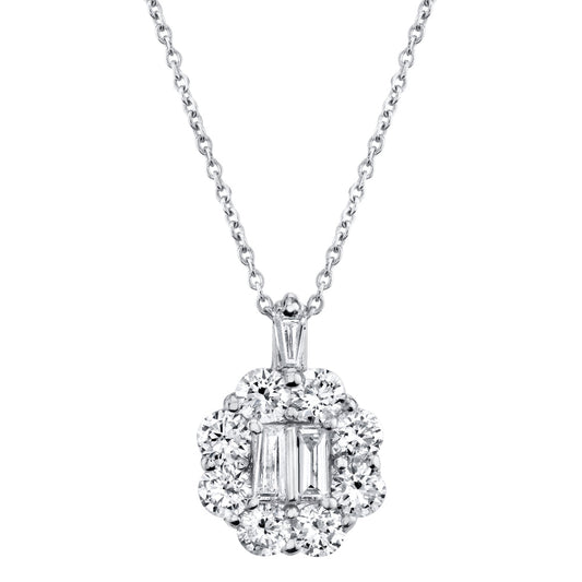 Shy Creation Glittara Women's 0.66 ct. Diamond Baguette Necklace in 14K White Gold
