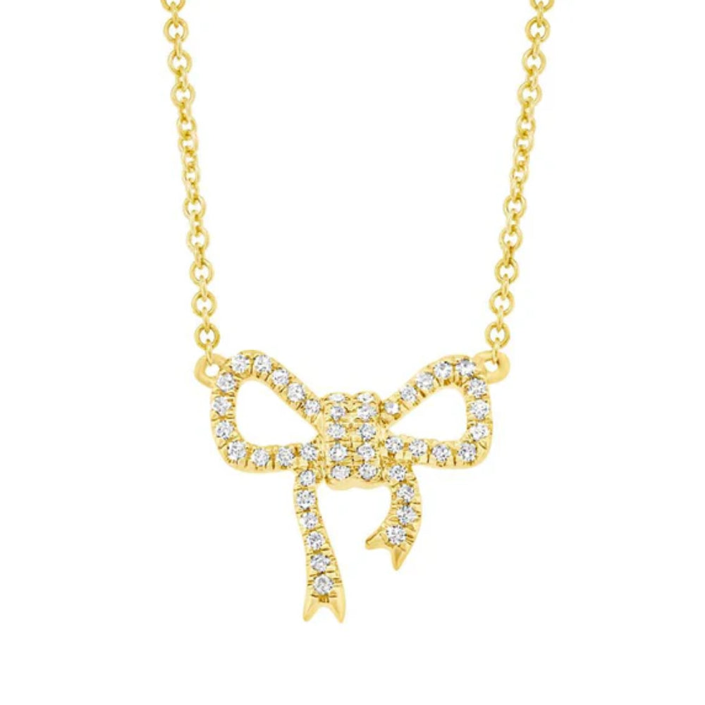 Shy Creation Kate 0.11 ct. Diamond Bow Necklace in 14K Yellow Gold