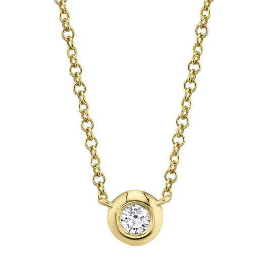 Shy Creation Bailey Women's 18" 0.10 ct. Diamond Bezel Necklace in 14K Yellow Gold