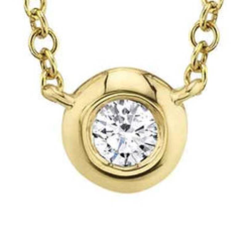 Shy Creation Bailey Women's 18" 0.10 ct. Diamond Bezel Necklace in 14K Yellow Gold