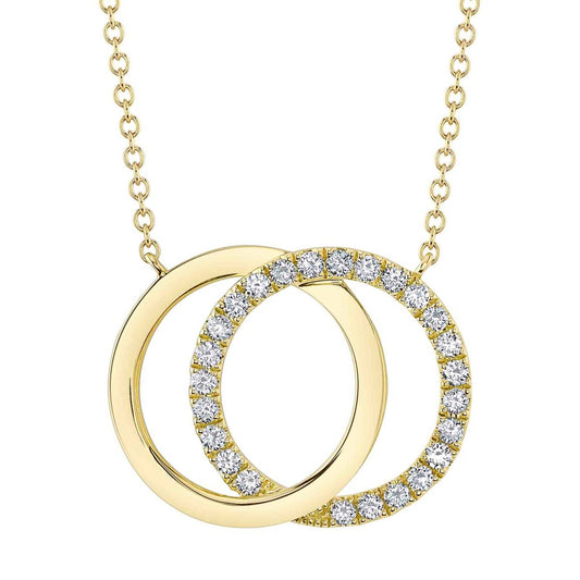 Shy Creation Kate 0.31 ct. Diamond Love Knot Circle Necklace in 14K Yellow Gold