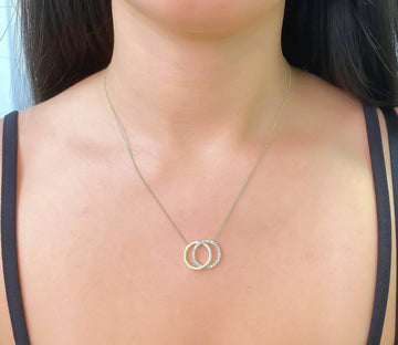 Shy Creation Kate 0.31 ct. Diamond Love Knot Circle Necklace in 14K Yellow Gold