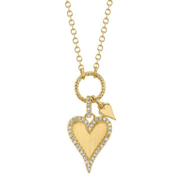 Shy Creation Kate 0.12 ct. Diamond Heart Necklace in 14K Yellow Gold