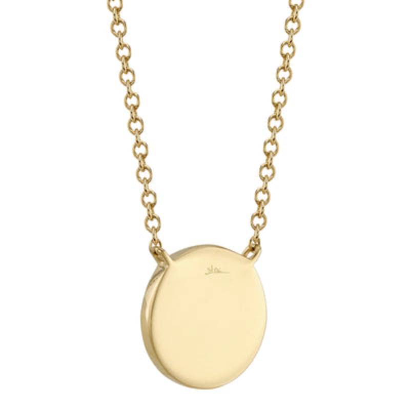 Shy Creation Enamel 0.03 ct. Diamond & Blue Enamel Circle Necklace in 14K Yellow Gold