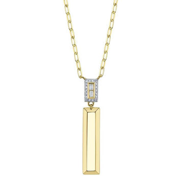 Shy Creation Vallon Women's 0.08 ct. Diamond Baguette Geo Cut Paper Clip Link Necklace in 14K Yellow Gold