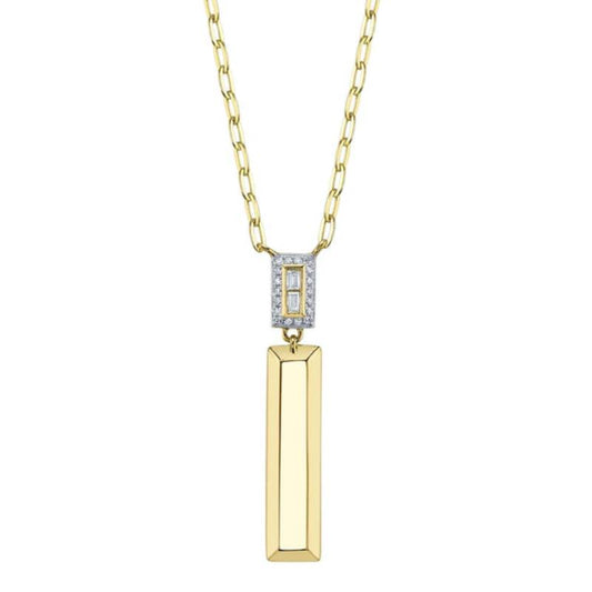Shy Creation Vallon Women's 0.08 ct. Diamond Baguette Geo Cut Paper Clip Link Necklace in 14K Yellow Gold