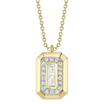 Shy Creation Vallon Women's 0.09 ct. Diamond Baguette Necklace in 14K Yellow Gold
