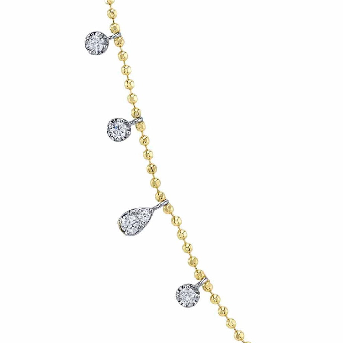 Shy Creation Kate Women's 0.64 ct. Diamond Faceted Ball Chain Necklace in 14K Two Tone Yellow Gold
