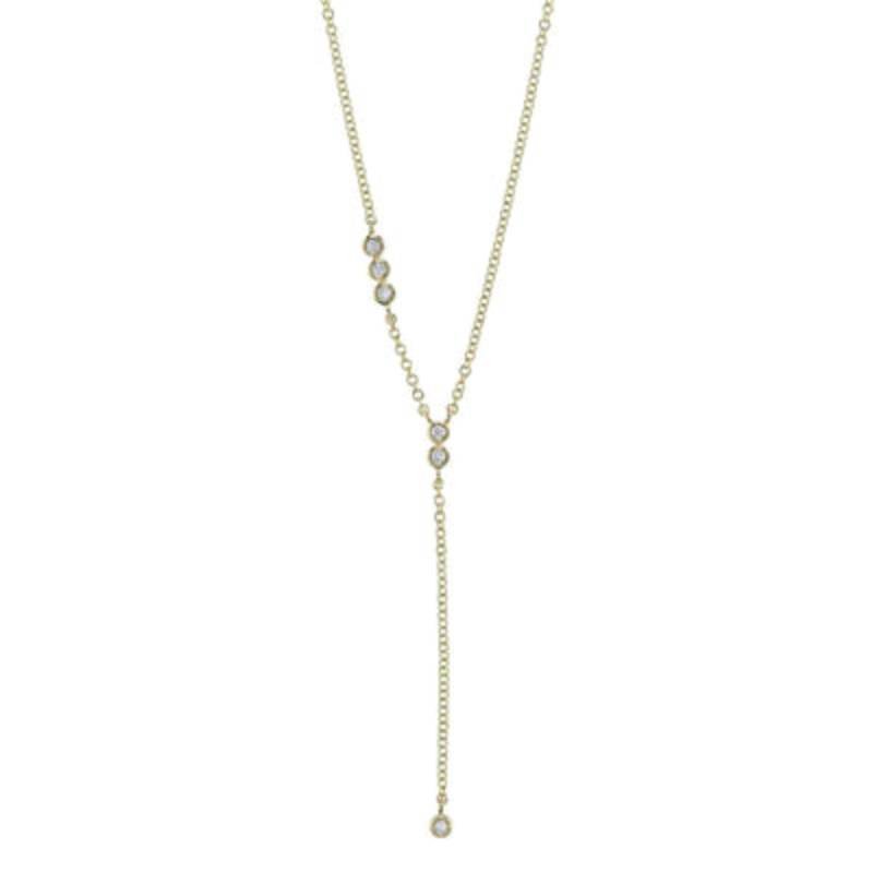 Shy Creation Bailey 0.08 ct. Diamond Bezel Lariat Necklace in 14K Yellow Gold