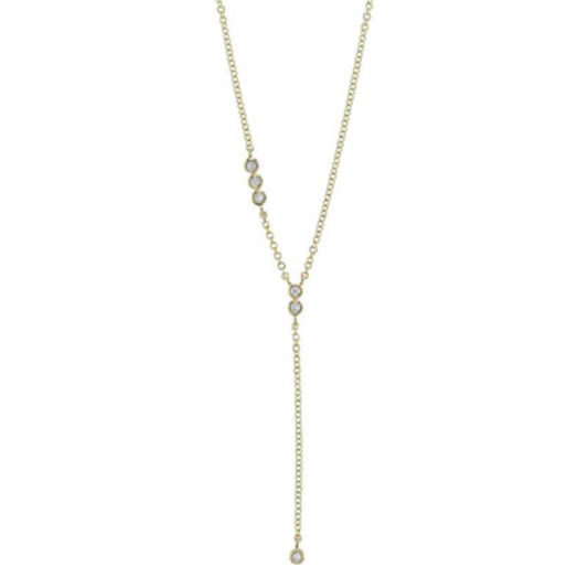 Shy Creation Bailey 0.08 ct. Diamond Bezel Lariat Necklace in 14K Yellow Gold