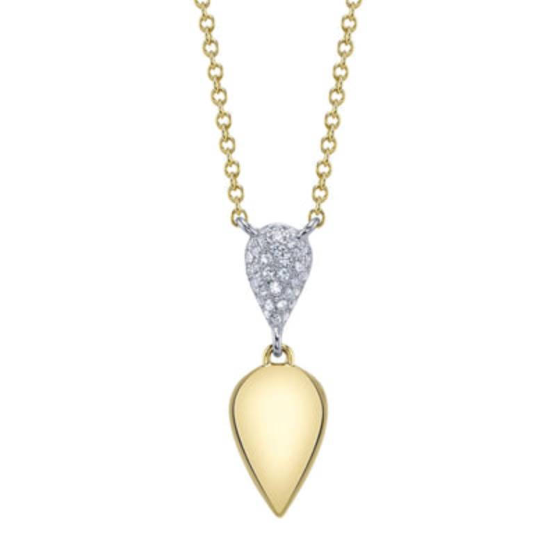 Shy Creation Kate 0.08 ct. Diamond Pave Necklace in 14K Two Tone Yellow Gold