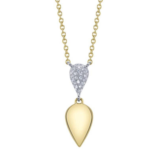 Shy Creation Kate 0.08 ct. Diamond Pave Necklace in 14K Two Tone Yellow Gold
