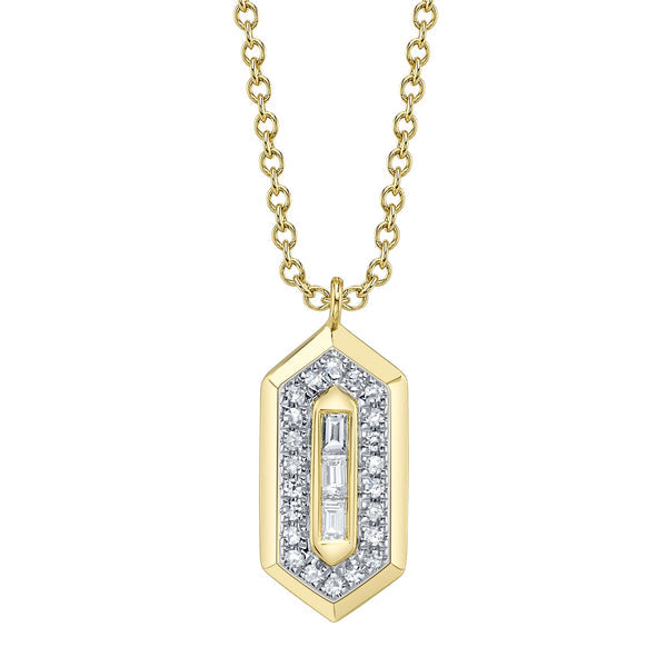 Shy Creation Vallon Women's 0.13 ct. Diamond Baguette Necklace in 14K Yellow Gold