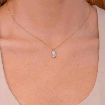 Shy Creation Vallon Women's 0.13 ct. Diamond Baguette Necklace in 14K Yellow Gold