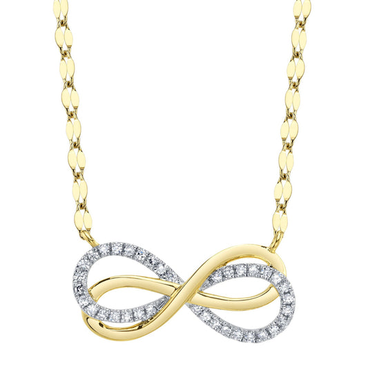 Shy Creation Kate Women's 0.09 ct. Diamond Infinity Sparkle Chain Necklace in 14K Yellow Gold