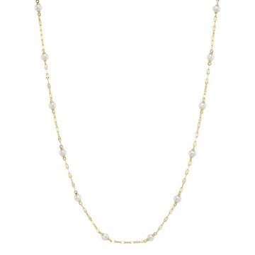 Shy Creation Jackie Women's Cultured Pearl Sparkle Chain Necklace in 14K Yellow Gold