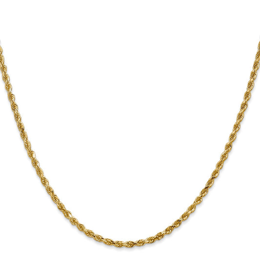 14K Yellow Gold Women's 22" Diamond-Cut Rope Chain