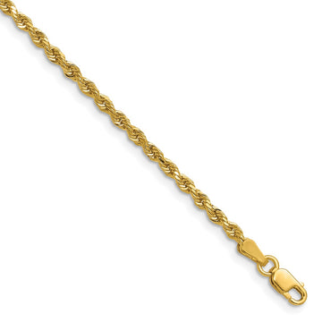 14K Yellow Gold Women's 22" Diamond-Cut Rope Chain