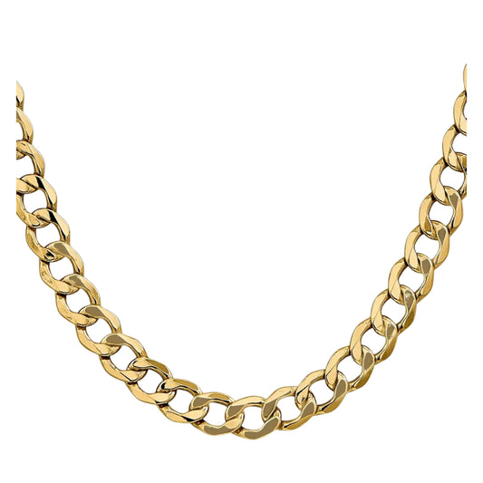 14K Yellow Gold 24" Semi-Solid Curb Chain with Lobster Clasp