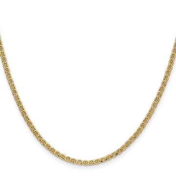 14K Yellow Gold 20" Semi -Soild Anchor Chain with Spring Ring Clasp