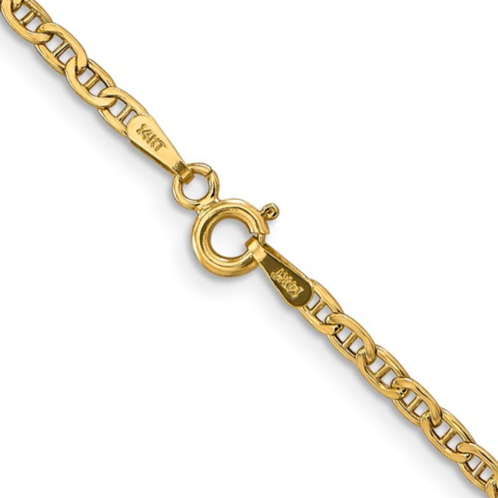 14K Yellow Gold 20" Semi -Soild Anchor Chain with Spring Ring Clasp