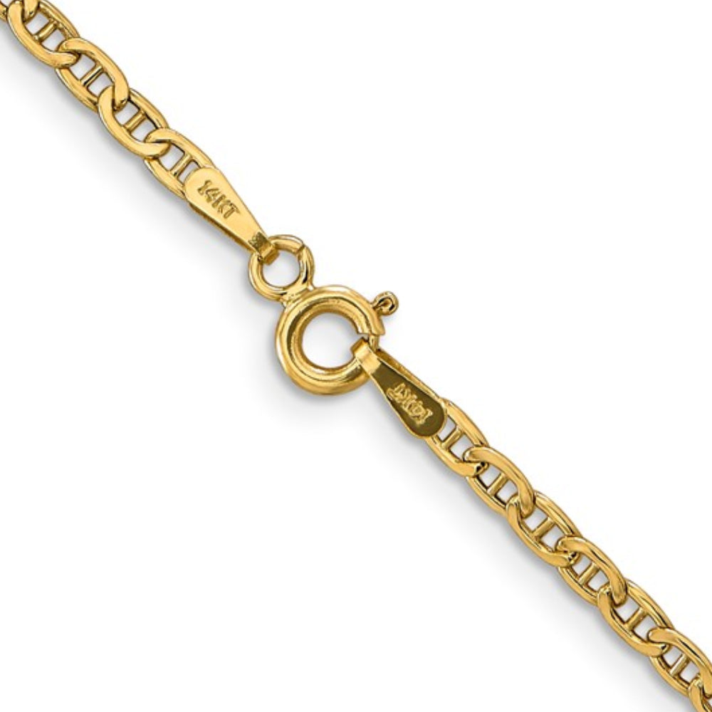 14K Yellow Gold Unisex 24" Semi-Soild Anchor Chain