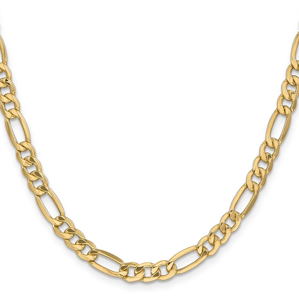 14K Yellow Gold Unisex 24" Figaro Chain