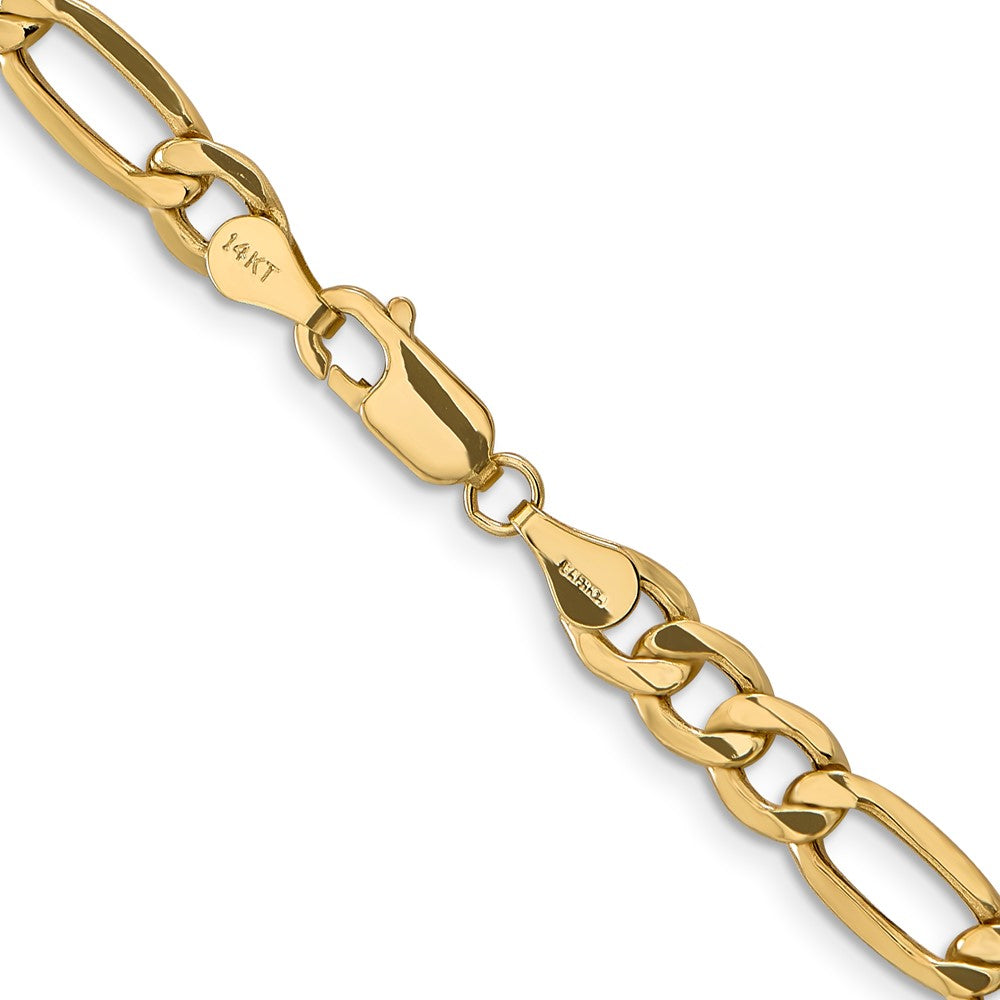 14K Yellow Gold Unisex 24" Figaro Chain