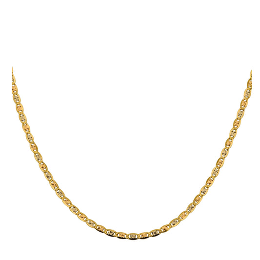 14K Yellow Gold 26" Tri-color Pave Valentino Chain with Lobster Clasp